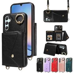 Capa de Estojo Capa Carteira Compatível com Samsung Galaxy A34 5G, Capa Carteira Crossbody Compatível com Mulheres com Porta-Cartão, Capa Traseira Protetora de Couro Premium Capa Protetora à Prova de