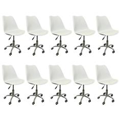 Kit 10 Cadeiras para Escritório Secretária Decorativa Eames Chicago Branco