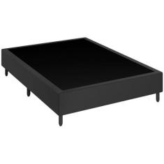 Cama Box Viúva 128 Tecido Sintético Preto com Colchão Lisboa Espuma D2