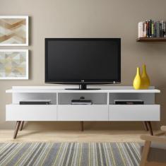 Rack para TV até 65 Polegadas Madesa Londres com Pés Retro, Branco