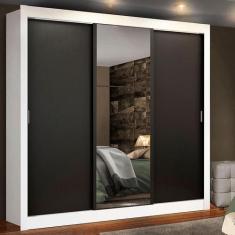 Guarda Roupa Casal Madesa Lyon Plus 3 Portas de Correr com Espelho 4 G