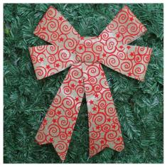 Kit 2 Enfeite Árvore Natal Laço Arabesco Com Veludo 42 Cm