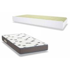 Colchão Solteiro D33 Ortobom + Cama Auxiliar Teen Aquarela Branco - Sa
