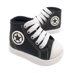 Tênis Sapatinho Infantil Cano Alto Stars Preto Menino Menina Unissex, 