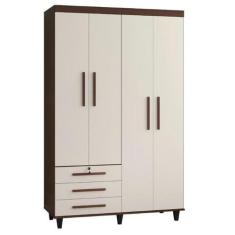 Armário Guarda Roupas Madri Roupeiro solteiro com 4 portas + 3 gavetas