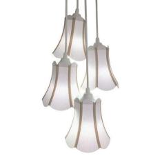Lustre Pendente Luminária Cacho 4 Cúpulas Paris Linho com Detalhes em 