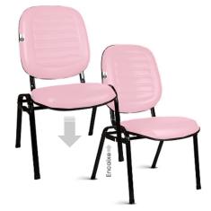 02 Cadeiras Empilhável para Igrejas Evangélicas Linha Holy Rosa