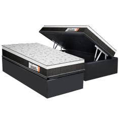 Cama Box Baú Solteiro: Colchão Anatômico Plumatex Falcon Ultra Firme + Base crc Suede Gray(88x188)