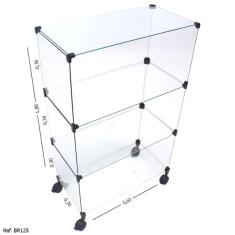 Balcão de Atendimento Modulado em Vidro com Rodízios - 0,60 x 1,00 x 0,30
