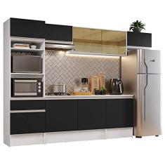 Armário de Cozinha Completa 300cm Branco/preto Diamante Madesa 02
