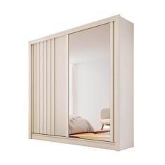 Guarda Roupa Solteiro Com Espelho 4 Gavetas - Lugano-off White - Made Marcs