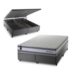 Conjunto Box Baú Alpine Cinza 158x198x72 c/ Molas Ensacadas - King Hou