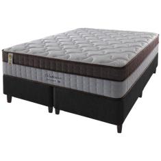 Cama Box King Preto + Colchão Molas Ensacadas Suporte 200 kg Baltimore