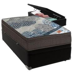 Cama Box Baú Preto E Colchão Iso Superpocket Molas Ensacadas Solteiro 