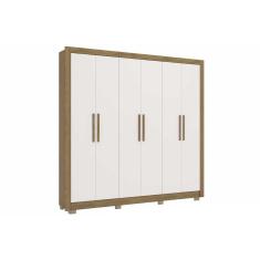 Guarda Roupa Casal 6 Portas E 3 Gavetas C/ Pés Cb04m569 Nogueira/branco - Kappesberg