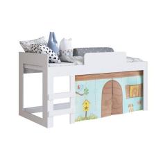 Cama Infantil Com Protetor E Cortina Alegria Meu Fofinho Art In Móveis Branco