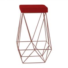 Banqueta Kathy Base Bronze Veludo Vermelho Gran Belo