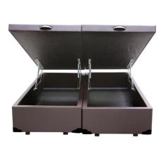 Cama Box Baú King Bipartido Belos Sonhos Sintético Marrom 41x193x203