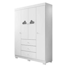 Guarda Roupa Infantil Ane 4 Portas Branco Brilho - Phoenix Baby