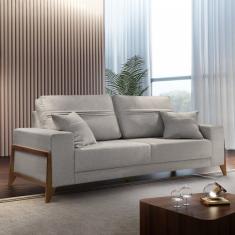 Sofá 4 Lugares 240Cm Com Almofadas M130 Martins Estofados Linho/Cinza Claro