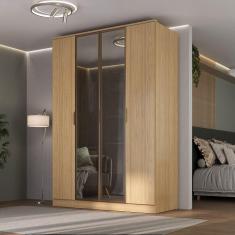 Guarda-roupa 4 Portas, 2 Mdf e 2 Reflecta Ravi Olmo Italiano