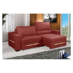 Sofá Retrátil e Reclinável 2.10m ESTILO ESTOFADOS - CHAYENE com SoftGel D33 Linho "Veremelho"