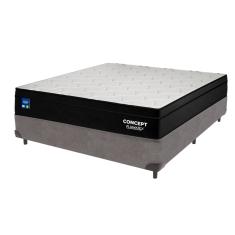 Cama Box Cinza e Colchão Casal Concept Molas Plumatex