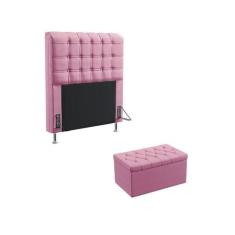 Kit Cabeceira Estofada Rana 90 Para Cama de Solteiro e Calçadeira Sagi