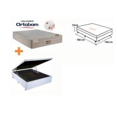 Conjunto Colchão Ortobom Airtech Molas Ensacadas c/ Cama Box Baú Jadma