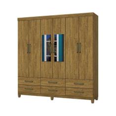 Guarda-roupa D22 6 portas 6 gavetas Com Espelho e Pés - Carioca Móveis