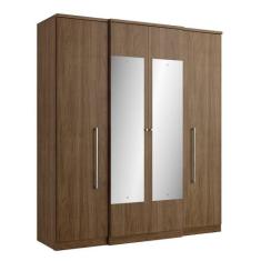Guarda Roupa Casal 4 Portas com Espelho Splendore Glass THB, Carvalho 