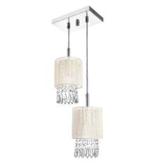 Lustre Pendente Cganza Duplo Redondo Cristal Acrílico Bege - MARRYLUZ