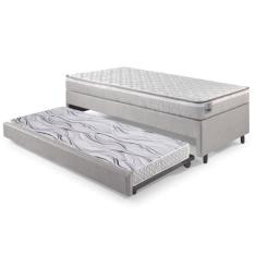 Bicama Box Solteiro material sintético Linho Cinza 96x203x28 cm com Co