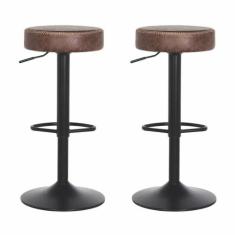 Kit 2 Banquetas Altas Com Encosto Baixo Estofado Para Cozinha Balcão B