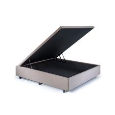 Base Box Baú Casal Em Suede 138x188x42cm Bege