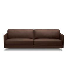 Sofá Decorativo Anthony 3 Lugares Sala De Estar 210cm Pés Em Aço Couro Marrom Chocolate G88 - Gran Belo