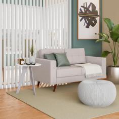 Sofá 2 Lugares Pé Palito Leave Linho Cotton Cru