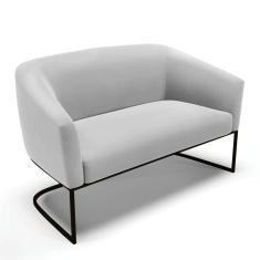 Sofá Namoradeira 2 Lugares Base Industrial Preto Stella Suede D03 - D'rossi Cor Cinza