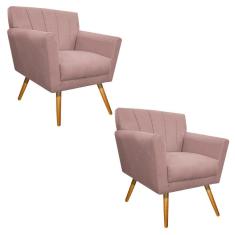 Kit 02 Poltronas Laura Palito Mel Suede Rose