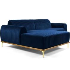 Sofá 3 Lugares com Chaise Esquerdo Para Sala Molino 245 cm D02 Veludo 
