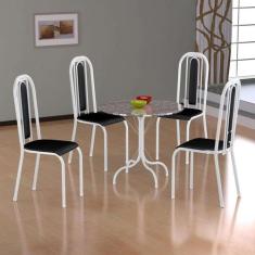 Conjunto De Mesa Alicante Com 4 Cadeiras Granada Branco E Preto Liso -