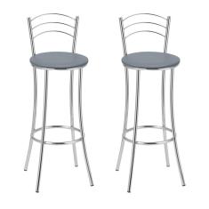 Kit 2 Banquetas Cromadas Bc26-a A144 Cromado/Cinza