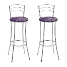 Kit 2 Banquetas Cromadas Bc26-a E501 Cromado/Roxo