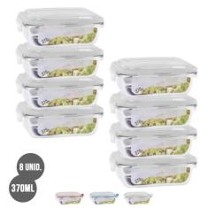 Conjunto 8 Potes 370ml Hermético Vidro Mantimentos Marmita - Casa Lind