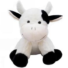 Vaca Branca Manchas Pretas 32Cm - Pelúcia - Fofy Toys
