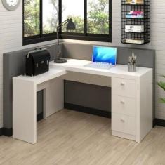 Mesa para Escritório em L com 3 Gaveta Me4101 - Tecno Mobili