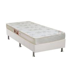 Cama Box Solteiro: Colchão Espuma D33 Castor Sleep Max Relax + Base crc Courano White(88x188)