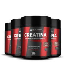 4x creatina em pó 3g pura hf suplements 300g, PREMIUM