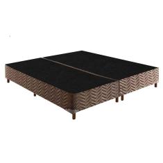 Cama Box Base Queen Sommier Rústico Bordado Brown (158X198X20) - Paropas