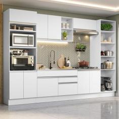 Armário de Cozinha Completa 330cm Branco Glamy Madesa 03, Branco